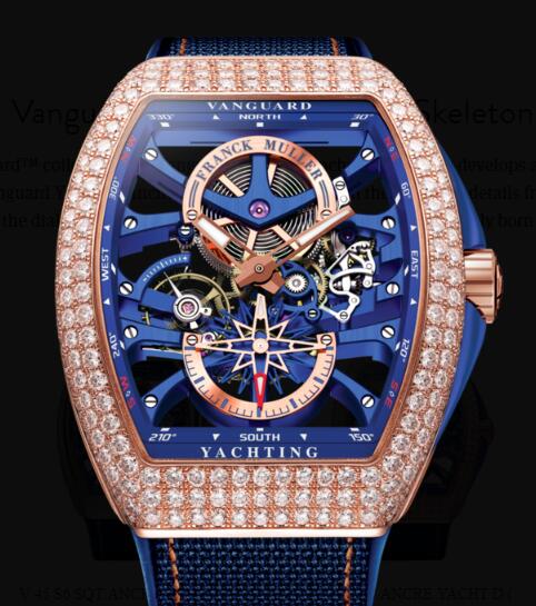 Review Buy Franck Muller Vanguard Yachting Anchor Skeleton Classic Replica Watch for sale Cheap Price V 45 S6 SQT ANCRE YACHT D (BL) - Click Image to Close